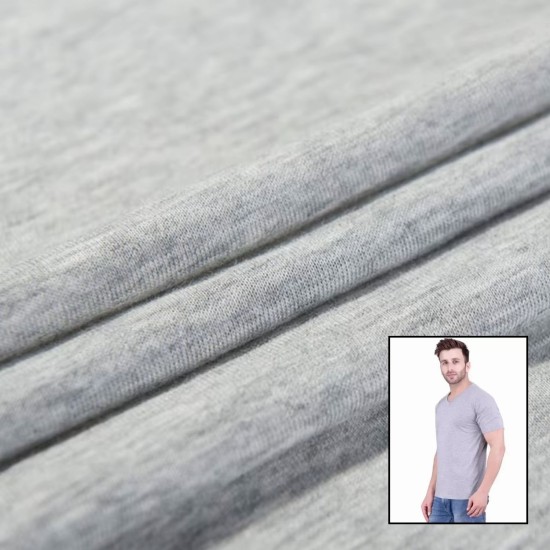 Classic Light Grey Cotton Knit T-Shirt – Casual & Informal Wear