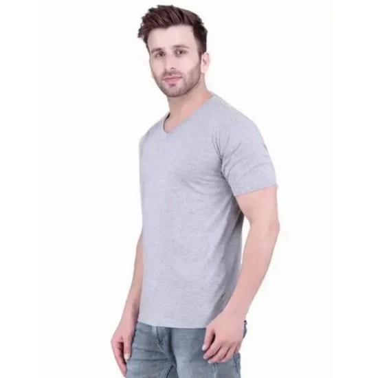 Classic Light Grey Cotton Knit T-Shirt – Casual & Informal Wear