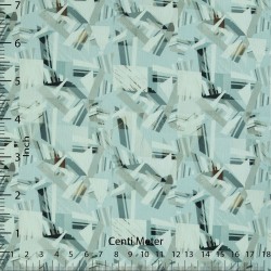 Abstract Geometric Aqua Grey Casual Shirt Fabric