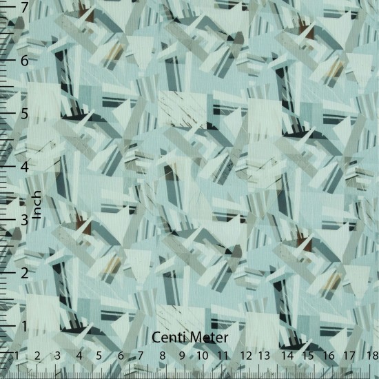 Abstract Geometry Printed Casual Shirt Fabric – Aqua Grey