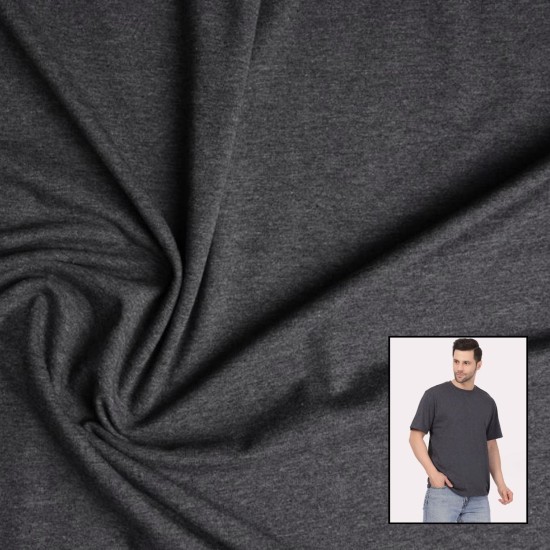 Charcoal Grey Cotton Jersey T-Shirt Fabric
