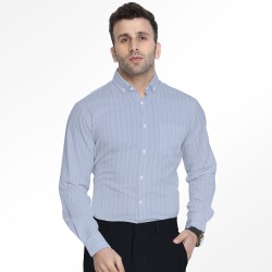 Sky Blue Fine Pinstripe Formal Shirting Fabric