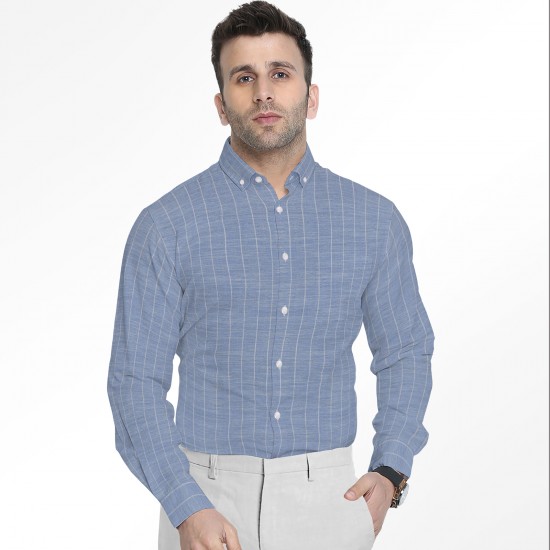 Light Blue Pinstripe Premium Shirting Fabric