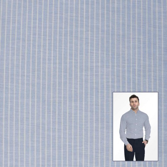 Light Blue Pinstripe Premium Shirting Fabric