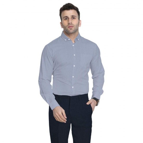 Classic Light Blue Micro-Pattern Formal Shirting Fabric