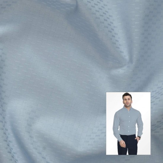 Ice Blue Self-Textured Formal Shirting Fabric