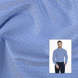 Royal Blue Geometric Dobby Formal Shirting Fabric