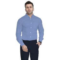 Royal Blue Geometric Dobby Formal Shirting Fabric
