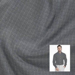 Black & Grey Geometric Pattern Premium Shirting Fabric