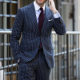 Navy Blue Pinstripe Suiting Fabric
