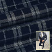 Navy Blue Checkered Suiting Fabric for Blazers & Formal Wear
