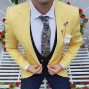 Premium Lemon Yellow Solid Suiting Fabric for Blazers & Suits
