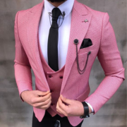 Premium Pink Micro Check Suiting Fabric for Blazers & Suits