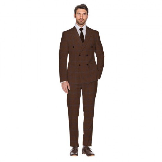Brown Box Check Suit & Trouser Fabric
