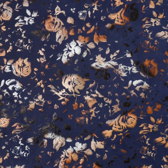 Blue Floral Metallic Pattern Bandhgala Suiting Fabric