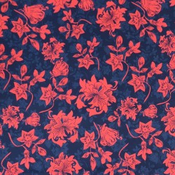 Blue & Peach Floral Bandhgala Ethnic Suiting Fabric