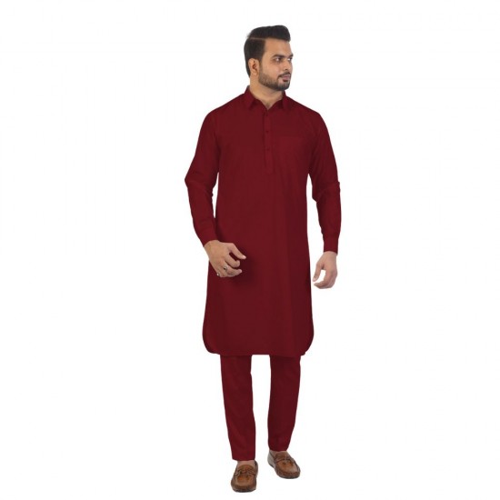 Plain Red Kurta Fabric
