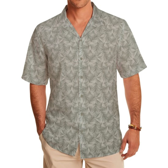 Soft Leaf Print Casual Shirt Fabric – Sage Grey