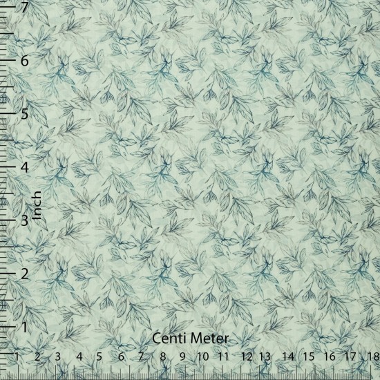 Blue Leaf Print Casual Shirt Fabric – Soft Pastel