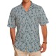 Sky Blue Mini Leaf Print Casual Shirt Fabric