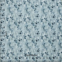 Sky Blue Mini Leaf Print Casual Shirt Fabric