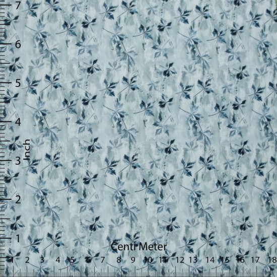 Sky Blue Mini Leaf Print Casual Shirt Fabric
