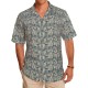 Blue Grey Abstract Block Print Casual Shirt Fabric