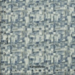 Blue Grey Abstract Block Print Casual Shirt Fabric