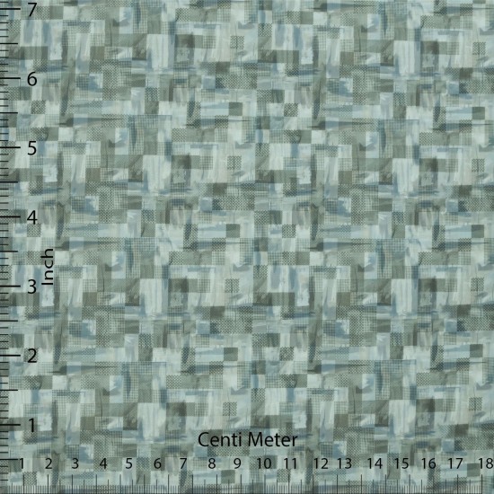 Blue Grey Abstract Check Casual Shirt Fabric