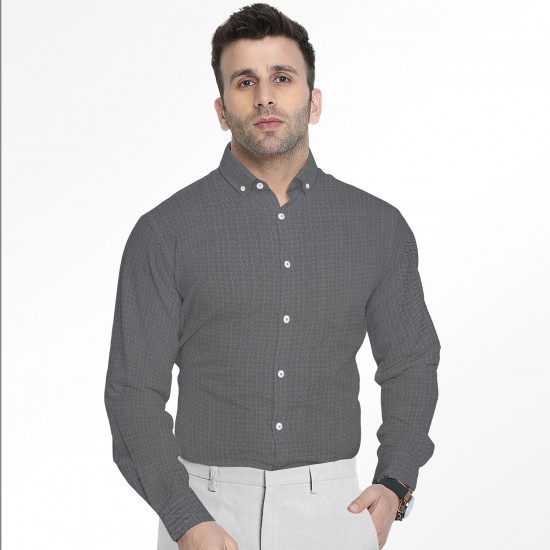 Black & Grey Geometric Pattern Premium Shirting Fabric
