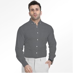 Black & Grey Geometric Pattern Premium Shirting Fabric