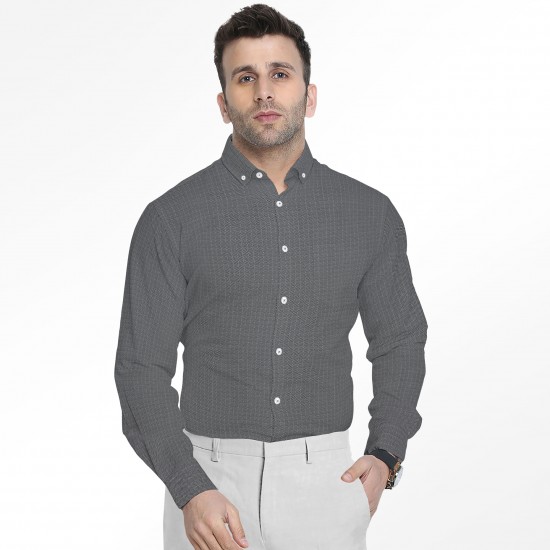 Black & Grey Geometric Pattern Premium Shirting Fabric