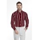 Maroon & White Stripe Shirt Fabric