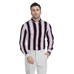 White and blackl stripe shirt fabric