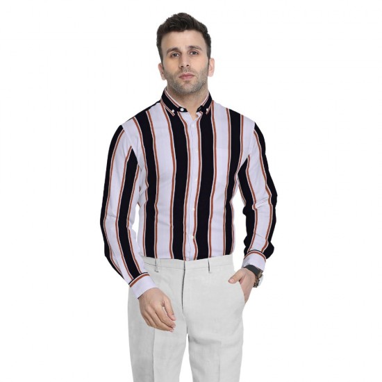 White and blackl stripe shirt fabric