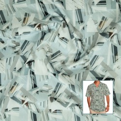 Abstract Geometric Aqua Grey Casual Shirt Fabric