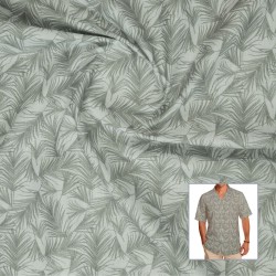 Soft Leaf Print Casual Shirt Fabric – Sage Grey