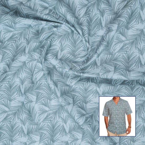 Leaf Motif Casual Shirt Fabric – Soft Grey