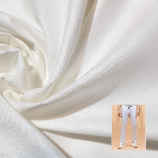 Men’s Solid Off-White Casual Trouser Fabric