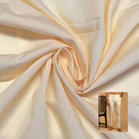 Premium Cream Cotton Blend Trouser Fabric