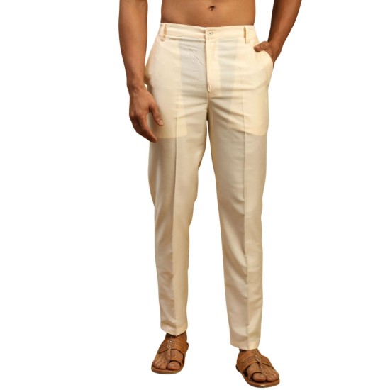 Premium Cream Cotton Blend Trouser Fabric
