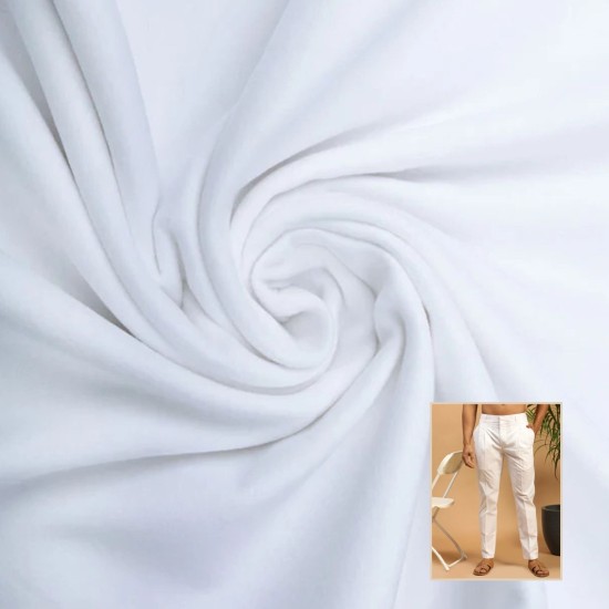 Classic White Cotton Blend Trouser Fabric