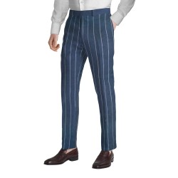 Blue stripe trouser fabric